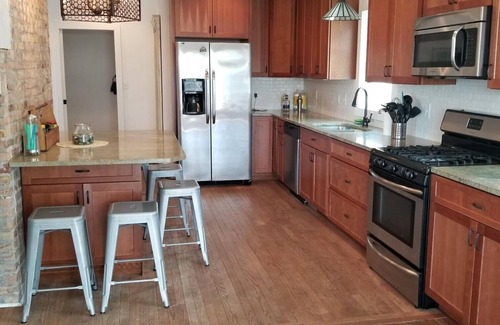 Michigan City House | 1 block to beach with Lake Views, Fire Pit & Room for 21. Spacious and Private