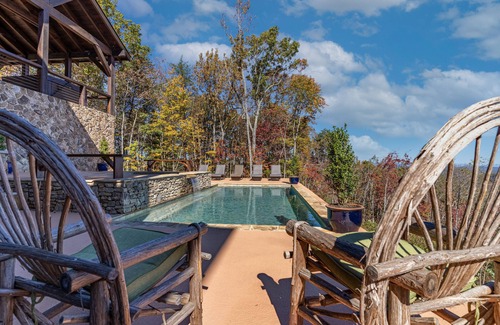 Blue Ridge House | 1 mile to downtown. 5 king, 2 queen beds, heated pool, hot tub, private mtn top.
