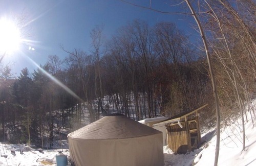 Asheville Cabin | 16’ Yurt in the Forest, Queen bed, kitchenette, hiking & 15 min to AVL.
