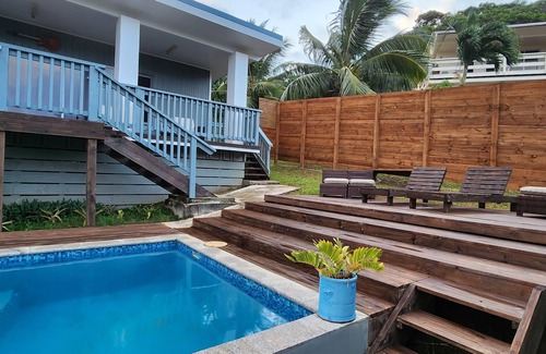 Avarua House | 2 bdrm home with private pool, ocean views & great outdoor BBQ space.