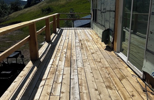 Sturgis Cabin | 2-bedroom, 1 bathroom log cabin Top floor offers the perfect retreat close to downtown Sturgis. With breathtaking views and a peaceful wooded setting, this cozy home-away-from-home. Comfortably accommodating up to 4 guests.