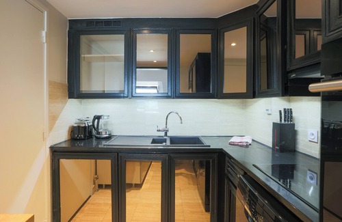 4th Arrondissement Apartment | 2 BR/2BA Notre Dame and Eiffel Tower view top floor A/C in living room