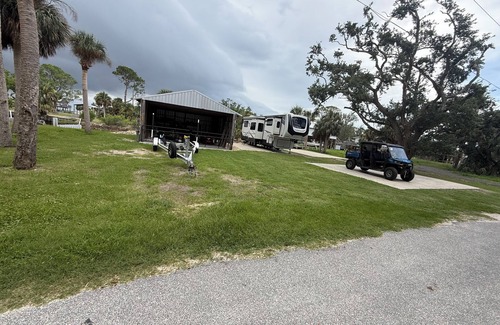 Horseshoe Beach RV Rental | 2 RV Canel spaces in Horseshoe Beach on concrete slabs Price is per space.