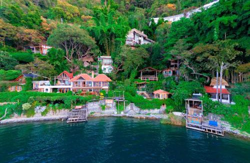 San Marcos La Laguna House | 2-story Lakefront castita, beach, kitchen, sauna