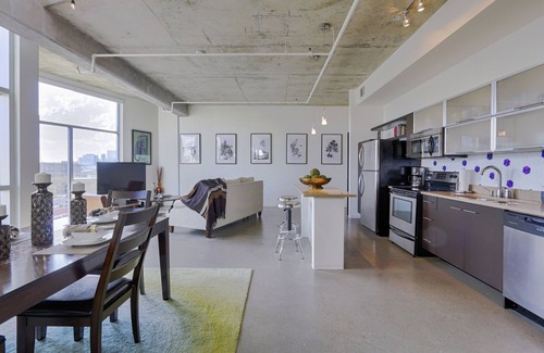 East Nashville Condo | 2-Story Loft with Views 30day min w/WiFi, AC, Parking, TV, Furnished, Rooftop