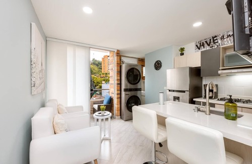 Sabaneta Condo | 2024 New boutique 2B/1B balcony condo in famous Parque de Sabaneta