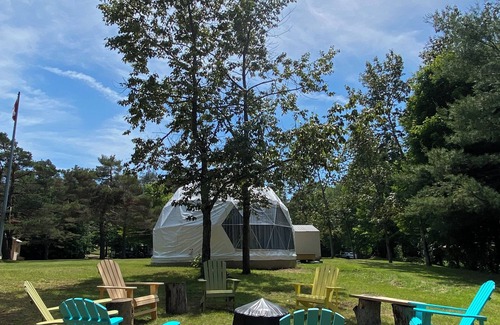 Weslemkoon RV Rental | 26 Foot Glamping Dome with Lake Access and Hot Tub on a 32 Acre Property