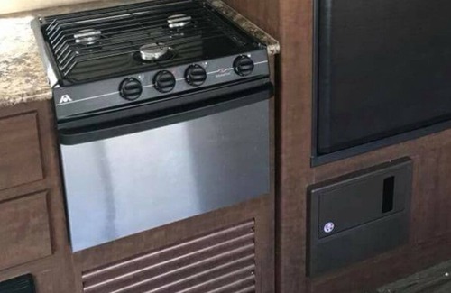 South Haven House | 32' RV Travel Trailer Camper on site in South Haven Michigan