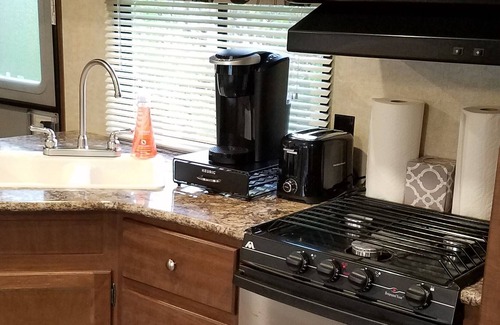 South Haven House | 32' RV Travel Trailer Camper on site in South Haven Michigan