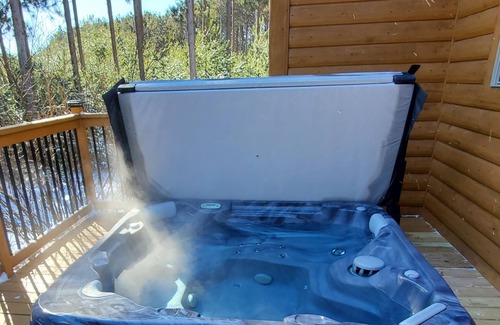 Adams Cabin | 4 Bedroom lodge on wooded land with heated swimming pool and hot tub