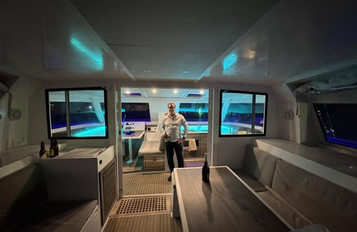 Ventura Boat Rental | 40 ft Catamaran Boatel w view in Ventura Harbor, Sleeps 6