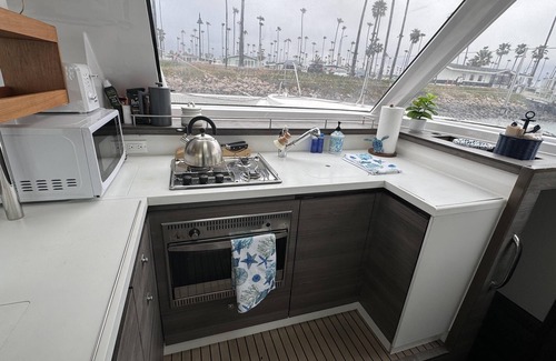 Ventura Boat Rental | 40 ft Catamaran Boatel w view in Ventura Harbor, Sleeps 6