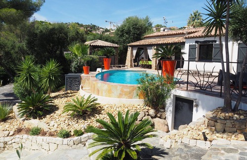 Saint-Aygulf House | 400m from the sea, Villa with splendid sea view, heated infinity pool