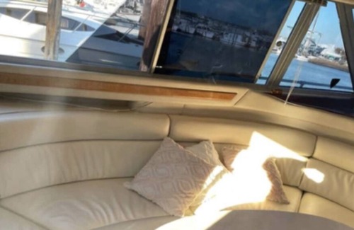 Freeport's Nautical Mile Boat Rental | 45 foot yacht with heat! 2 bedroom apartment inside with 2 TVs and full kitchen.
