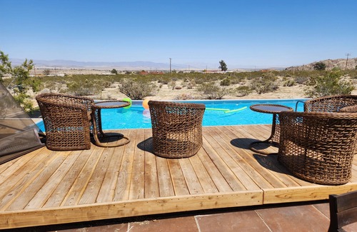 Twentynine Palms Villa | 5 Acre Elegant Villa, POOL, Ebikes, Game Room, and Walk to JT National Park
