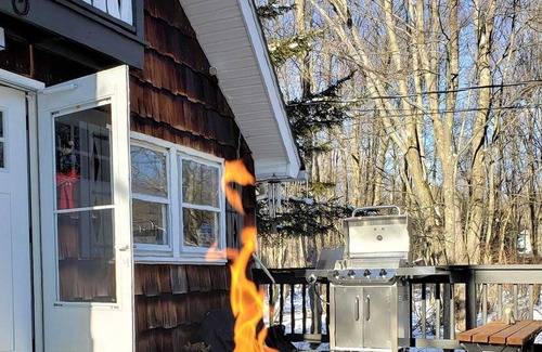 Pocono Lake Cottage | 5 min Walk to Beach - family friendly cottage with game room & deck