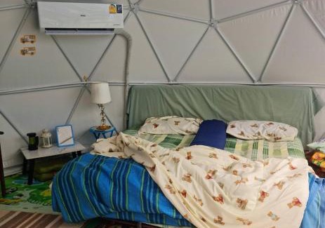 Phetchaburi House | A dome At Treehouse Outdoor Bathroom Facing The Mountains