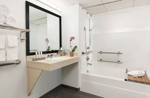 Lower Allston Hotel | ADA Ste with Roll-in Shower at Studio Allston Hotel