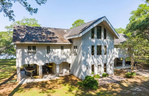 Rockville House | Adam's Creek Home, Deep Water on River and Wetlands with Floating Dock