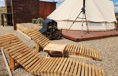 Wayo RV Rental | Amazing glamping experience overlooking the countryside and lake. Pet friendly!