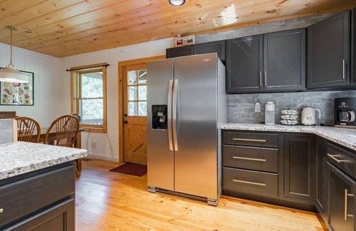 Cherry Log Apartment | Aska Creekside Cabin | Modern Interior w/Fireplace