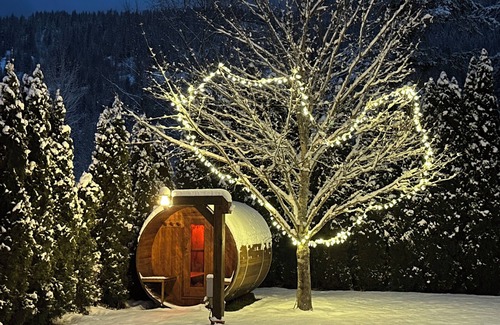Revelstoke House | Barrel Sauna, HotTub, 2 Zero Gravity Massage Chairs, Powder Gong, Arcade & more