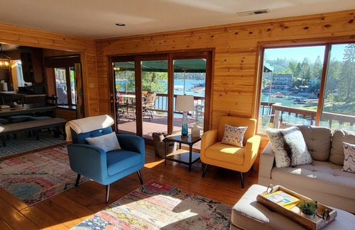 Bass Lake Cabin | Bass Lakefront Luxury w/private dock and game/bar room