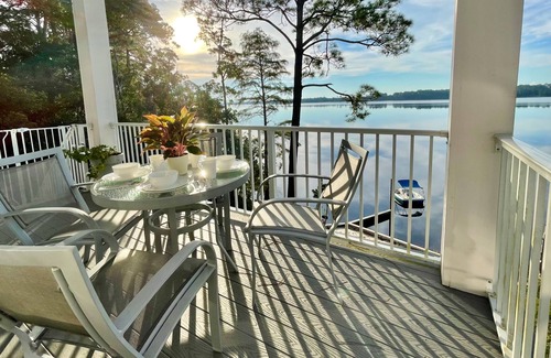 Navarre House | Bayfront home with private pier, boat moorage, patio, & amazing water views