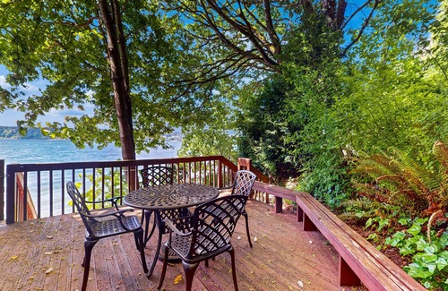 Vashon Island House | Beach view getaway with deck, gas grill, firepit and W/D