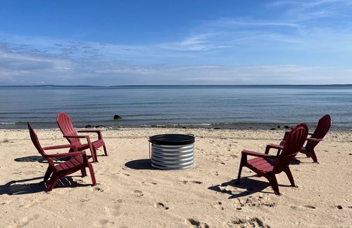 Cheboygan House | Beachfront Cottage on Lake Huron, views of Mackinaw Bridge, Sandy Beach!