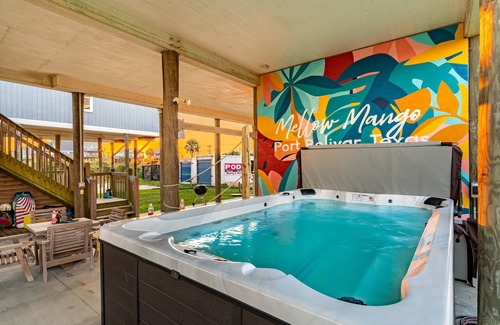 Port Bolivar House | Beachfront Oasis! Swim Spa, Firepit, Slide + More!