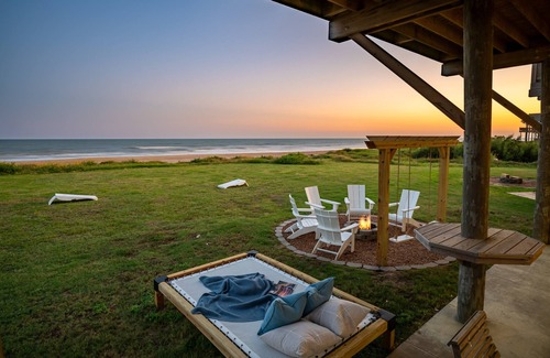 Port Bolivar House | Beachfront Oasis! Swim Spa, Firepit, Slide + More!