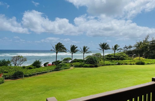Lihue Condo | Beachfront Spectacular Ocean views , steps to white sand Beach & walk bike Path