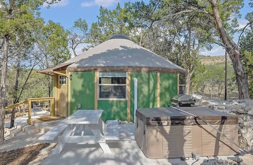 Canyon Lake Cabin | Beaumont: Hill Country Luxury Yurt-Cabin I Hot Tub