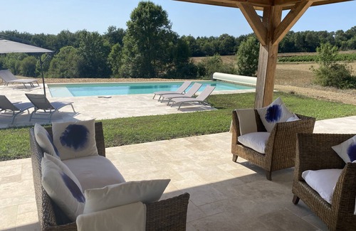 Minzac House | Beautiful Barn on Vineyard, with private heated pool