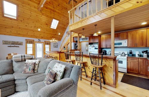 Beaver Cove House | Beautiful Dog-Friendly Cabin with Furnished Deck, Hot Tub, & Pool Table