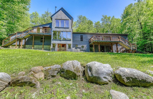 Morrisville House | Beautiful, modern home w/ a spacious deck, pool table, & multiple fireplaces