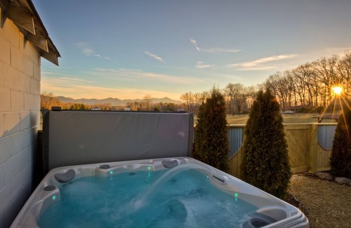 Candler Cottage | Blue Ridge mountain views over a flowing meadow, hot tub, stars, private garden