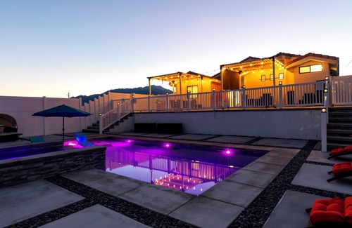 Desert Hot Springs House | Boho Desert Retreat-Saltwater Pool-Game Room-Sunsets
