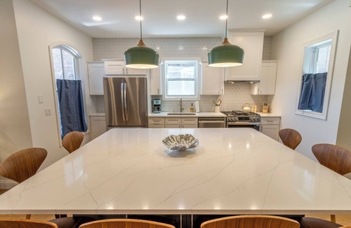 Michigan City House | Bold & Fun Getaway Steps from Train & Beach