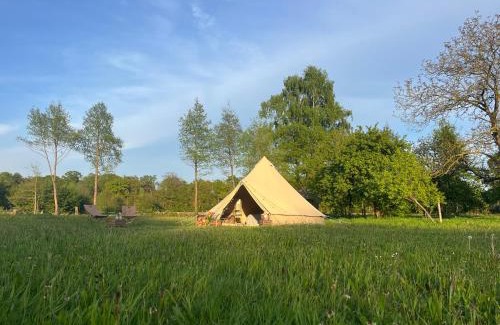 Vorden Other | Boutique tent 'Pruum' op een unieke plek in het groen met luxe bed