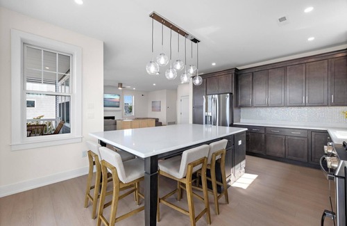 Mystic Island House | Brand New, Waterfront Beach Oasis with Heated Pool, Hot Tub, & Dock close to LBI