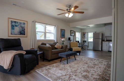 Casper House | Bright and stylish 2-bed bungalow in Casper with modern kitchen, updated bath, fenced yard. Minutes from downtown, Platte River, and outdoor adventures.