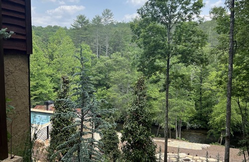 Blue Ridge Cabin | BUDDHA BLUE RIDGE RIVERnLuxury unique cabin riverfront nPool and spa
