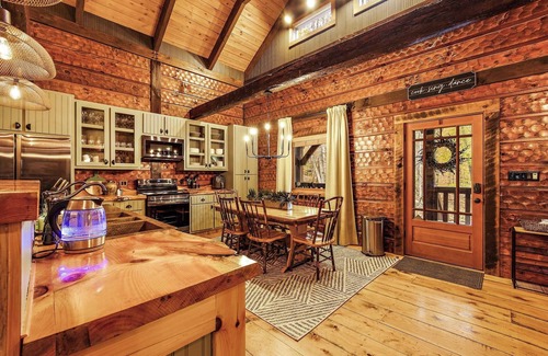 Banner Elk Cabin | Cabin with a large deck and fireplace, hot tub, grill, & creek - dog-friendly