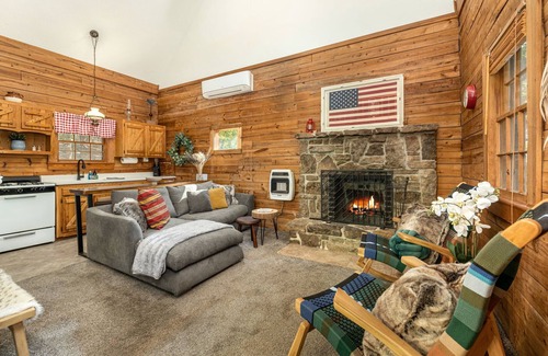 Eureka Springs House | Camp Allswell - Cozy Loft Cabin Getaway-Fireplace