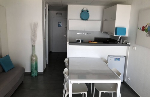 La Cote Radieuse Apartment | CANET SUD, T1 bis LUXURY AIR CONDITIONED, SEA VIEW - DIRECT BEACH, Wifi, closed garage