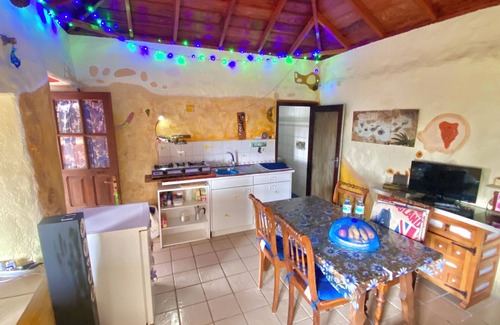 Villa de Mazo Apartment | Casita Mazo, 1 bedroom, living with sofabed and kitchen bar, bathroom