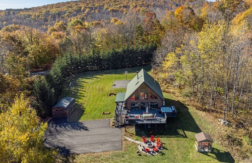 Margaretville House | Catskills Getaway Home W/Hot tub, Game room, fire pit and basketball court