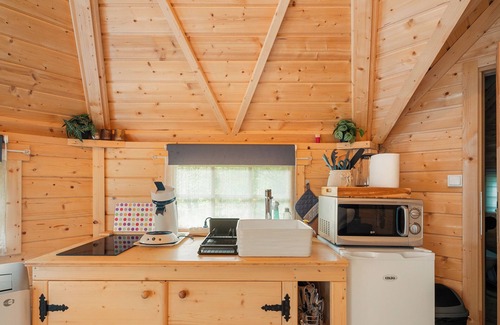 Sables-d'Or-les-Pins Cabin | Chalet 'Gite Petite Chaumière Kota Finland' with Private Terrace, Garden and Air Conditioning